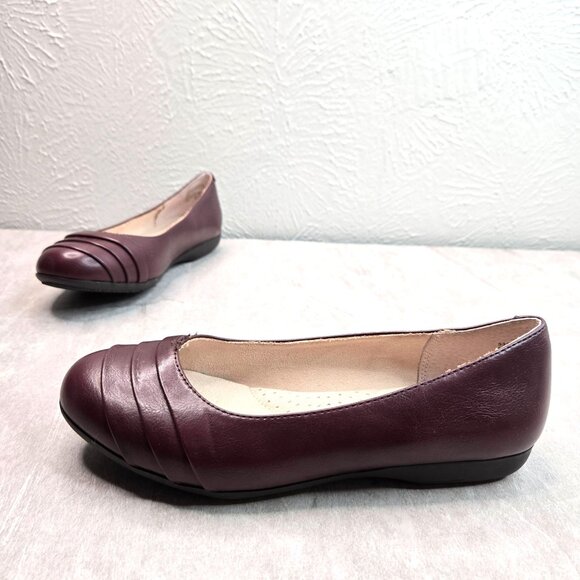 Cliffs Ballet Flats 7 Wide Fit Dark Brown Pleated Preppy Comfort Ballerina Shoes - Picture 1 of 11